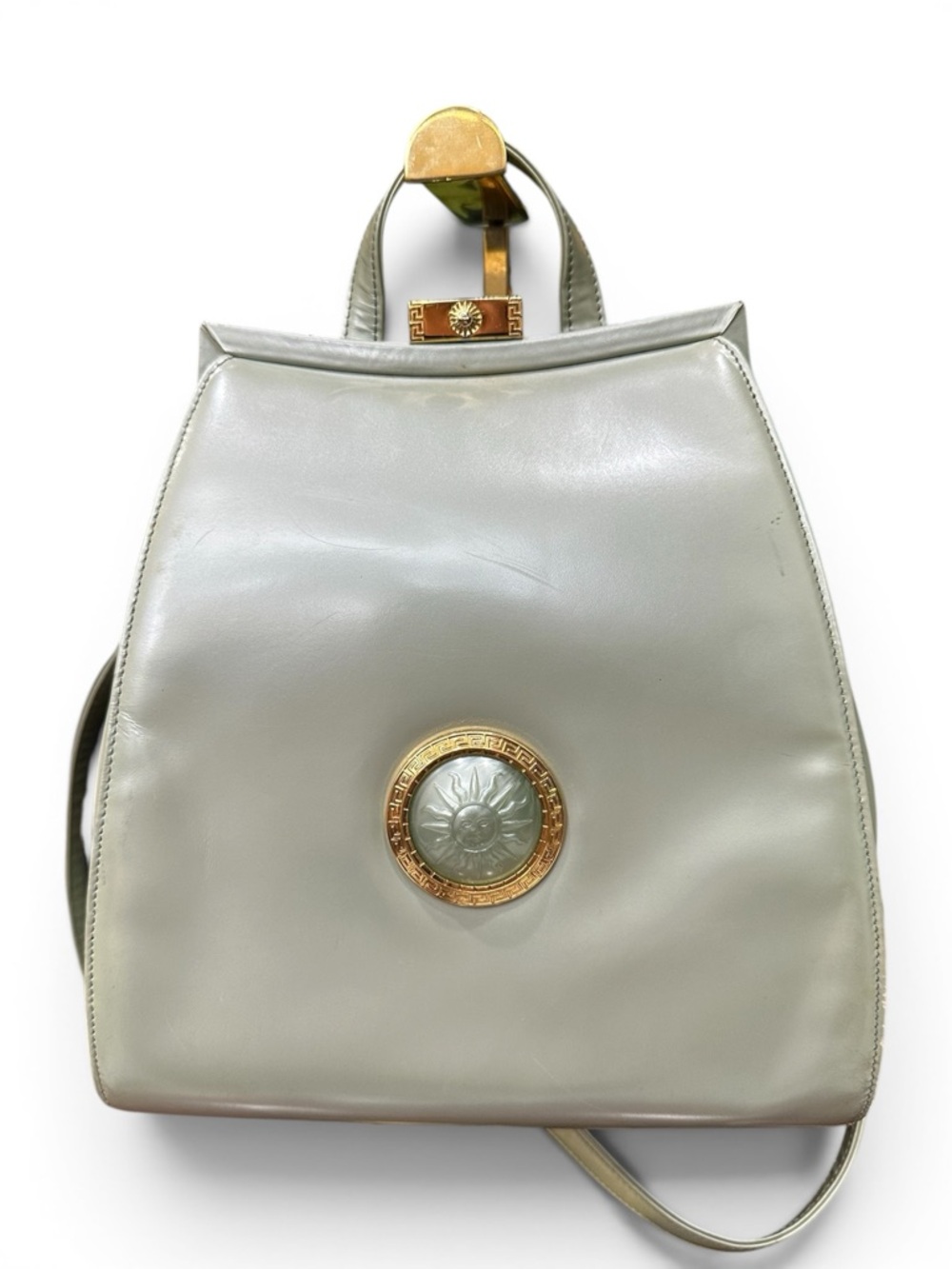 Vintage Gianni Versace Medusa Leather Backpack | Greek Key Hardware 1990s (C13)